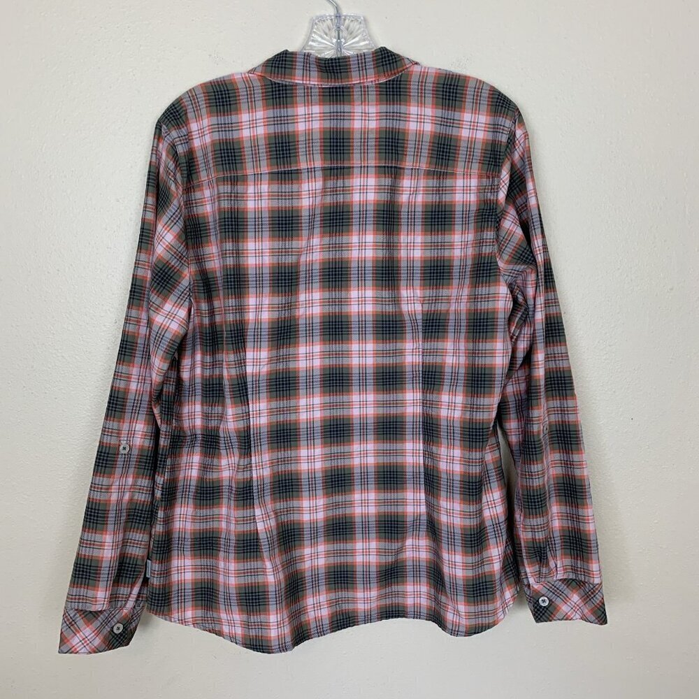 Eddie Bauer Womens L Long Sleeve Shirt Plaid Green Hiking Lightweight Travel - Picture 3 of 15